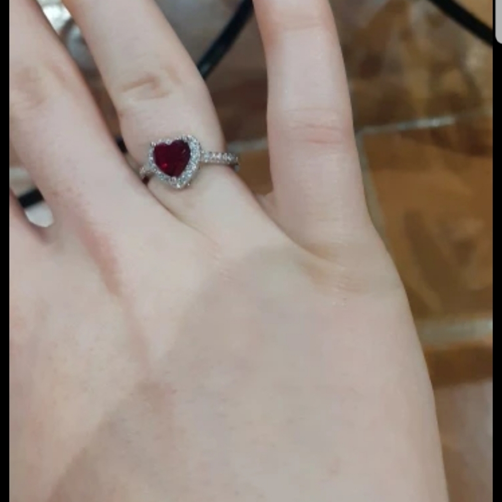 NEW 925 Silver Red heart  ring - Picture 4 of 4